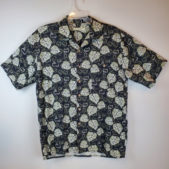 Vintage Summa Green Vines Allover Short Sleeve Mens Shirt Button Up Size M - Picture 2 of 14